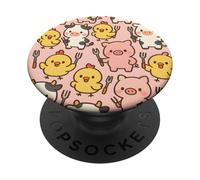 Funny BBQ Farm Animals Kawaii Barnyard Crew Pattern PopSockets PopGrip Adhesivo