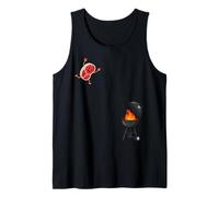 Funny BBQ Grilling Steak Jumping On Grill Camiseta sin Mangas