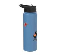 Funny BBQ Grilling Steak Jumping On Grill Stainless Steel Insulated Water Bottle