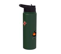 Funny BBQ Grilling Steak Jumping On Grill Stainless Steel Insulated Water Bottle
