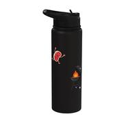 Funny BBQ Grilling Steak Jumping On Grill Stainless Steel Insulated Water Bottle