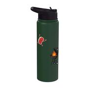 Funny BBQ Grilling Steak Jumping On Grill Stainless Steel Insulated Water Bottle
