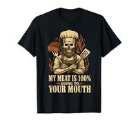 Funny BBQ Skeleton Chef My Meat To Mouth Smoker Barbecue Camiseta
