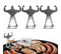 Funny BBQ Stand Man Hot Dog Holder - Soporte de acero inoxidable para salchichas y salchichas para parrilla, portátil, reutilizable, para camping, viaje de primavera, accesorios para parrilla en el