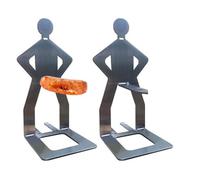 Funny BBQ Stand Man Hot Dog Roaster, 2 soportes de acero inoxidable para salchichas de barbacoa, soporte de de maíz con diseño de hombre, suministros de barbacoa de acero inoxidable para