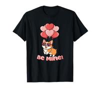 Funny Be Mine Valentines Day Heart Balloons Corgi Dog Lover Camiseta