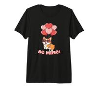 Funny Be Mine Valentines Day Heart Balloons Corgi Dog Lover Camiseta Premium