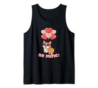 Funny Be Mine Valentines Day Heart Balloons Corgi Dog Lover Camiseta sin Mangas