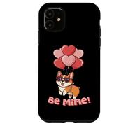 Funny Be Mine Valentines Day Heart Balloons Corgi Dog Lover Carcasa para iPhone 11