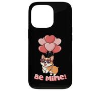 Funny Be Mine Valentines Day Heart Balloons Corgi Dog Lover Carcasa para iPhone 13 Pro