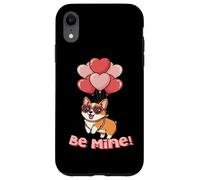 Funny Be Mine Valentines Day Heart Balloons Corgi Dog Lover Carcasa para iPhone XR