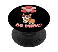 Funny Be Mine Valentines Day Heart Balloons Corgi Dog Lover PopSockets PopGrip Adhesivo
