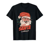 Funny Be Nice Santa Claus Mirándote Árbol de Navidad X-Mas Camiseta