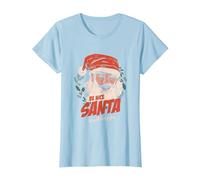 Funny Be Nice Santa Claus Mirándote Árbol de Navidad X-Mas Camiseta, Mujer, Azul Bebé, S