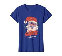 Funny Be Nice Santa Claus Mirándote Árbol de Navidad X-Mas Camiseta, Mujer, Azul Real, S