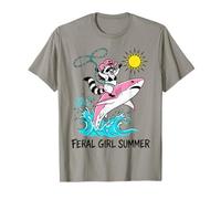 Funny Beach Raccoon Feral Girl Summer Camiseta
