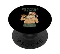 Funny Beach Santa - Ho Ho Hold My Beer, Pájaro del Dedo Medio PopSockets PopGrip Adhesivo