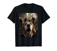 Funny Beagle Selfie con Zombies Creepy Forest Halloween Dog Camiseta