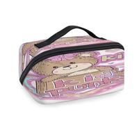 Funny Bear - Bolsas de maquillaje de viaje con diseño de corazón arcoíris para mujeres, hombres, niñas, niños, bolsa de lavado portátil, artículos de aseo personal, organizador de artículos de tocador