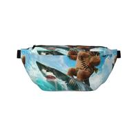 Funny Bear Shark - Riñonera cruzada con cinturón ajustable para mujeres y hombres, multicolor, Talla única, Mochila de senderismo