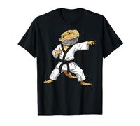 Funny Bearded Dragons Doing Karate Samurai Ninja Lizard Camiseta
