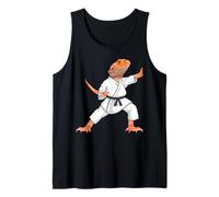 Funny Bearded Dragons Doing Karate Samurai Ninja Lizard Camiseta sin Mangas