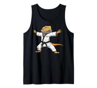 Funny Bearded Dragons Doing Karate Samurai Ninja Lizard Camiseta sin Mangas