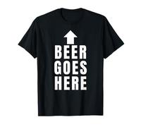 Funny Beer Goes Here Bold Text and Flecha Beber Humor Camiseta