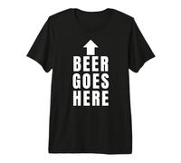 Funny Beer Goes Here Bold Text and Flecha Beber Humor Camiseta Premium