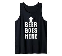 Funny Beer Goes Here Bold Text and Flecha Beber Humor Camiseta sin Mangas
