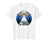 Funny Believe in OVNIs Alien Space Mystery Beam Design Camiseta gráfica económica, Hombre, Blanco, L