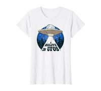 Funny Believe in OVNIs Alien Space Mystery Beam Design Camiseta gráfica económica, Mujer, Blanco, L