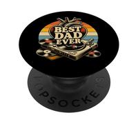 Funny Best Dad Ever Retro Disco de Vinilo Amante Puesta de Sol Vintage PopSockets PopGrip Adhesivo