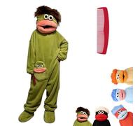 Funny Big Mouth Monster Adult Onesie Pajamas,Cozy Green Monster Hooded Fleece Onesie Oversized Pajama,Soft Plush Jumpsuit (FR/ES, Letras, XL, Regular, Regular, Green)