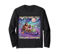 Funny Bigfoot Alien Canoa Trip Galaxy UFO Map Kayaking Art Manga Larga