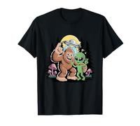 Funny Bigfoot Alien Sasquatch Rock on Hand Sign Ovnife Camiseta