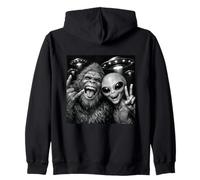 Funny Bigfoot Alien Selfie UFO Clásico Conspiración Sudadera con Capucha