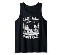Funny Bigfoot Camp Hair Don't Care Equipo de Camping Sasquatch Camiseta sin Mangas