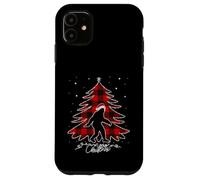 Funny Bigfoot Christmas Tree Lights Plaid Xmas Sasquatch Carcasa para iPhone 11