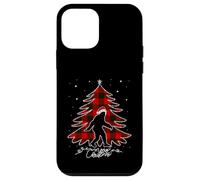 Funny Bigfoot Christmas Tree Lights Plaid Xmas Sasquatch Carcasa para iPhone 12 Mini