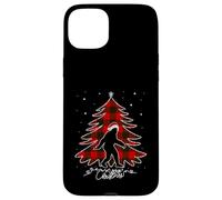Funny Bigfoot Christmas Tree Lights Plaid Xmas Sasquatch Carcasa para iPhone 15 Plus