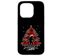 Funny Bigfoot Christmas Tree Lights Plaid Xmas Sasquatch Carcasa para iPhone 15 Pro