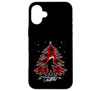 Funny Bigfoot Christmas Tree Lights Plaid Xmas Sasquatch Carcasa para iPhone 16 Plus