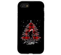 Funny Bigfoot Christmas Tree Lights Plaid Xmas Sasquatch Carcasa para iPhone SE (2020) / 7/8