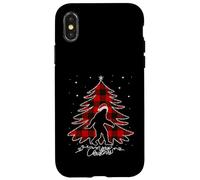 Funny Bigfoot Christmas Tree Lights Plaid Xmas Sasquatch Carcasa para iPhone X/XS