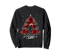 Funny Bigfoot Christmas Tree Lights Plaid Xmas Sasquatch Sudadera