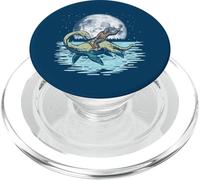 Funny Bigfoot Riding Nessie Loch Ness Monster & Full Moon PopSockets PopGrip para MagSafe
