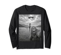 Funny Bigfoot Selfie con Monstruo del Lago Ness Y OVNIs Manga Larga