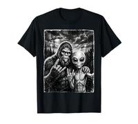 Funny Bigfoot Selfie Rock En UFO Sasquatch Camiseta