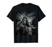 Funny Bigfoot Selfie Rock En UFO Sasquatch Camiseta